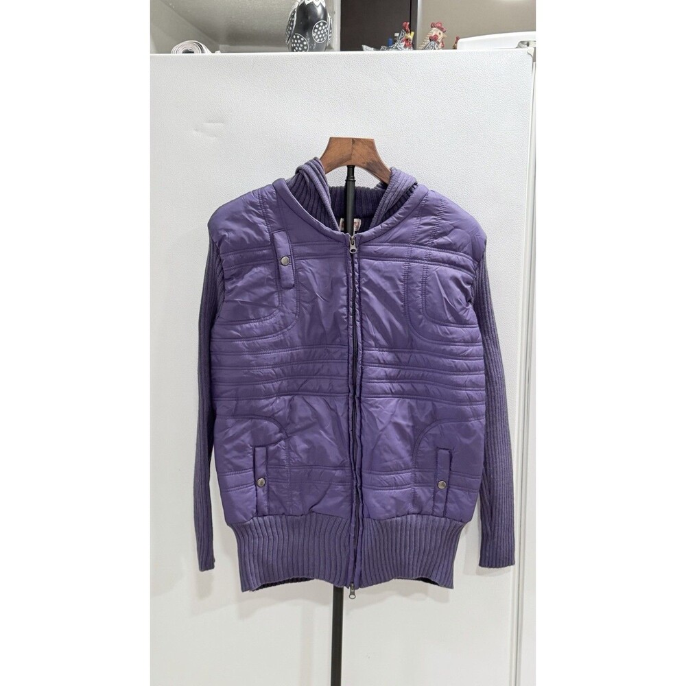 Mossimo Supply Co Women’s 20W/22W Purple Quilted Knit Hooded Jacket Full Zip